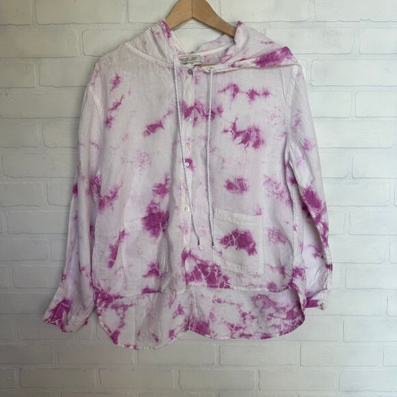 Rachel Zoe Women's 100% Linen Purple Tie Die Lightweight Jacket Beach Top sz L - Picture 1 of 6